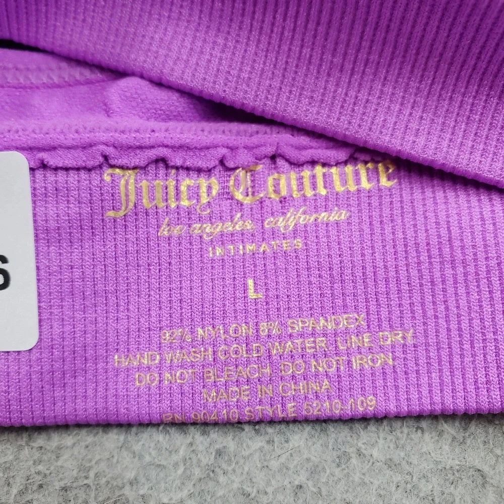 Juicy Couture Women Sports Bra Large Purple JC5210 Wireless Knit Racerback NWT